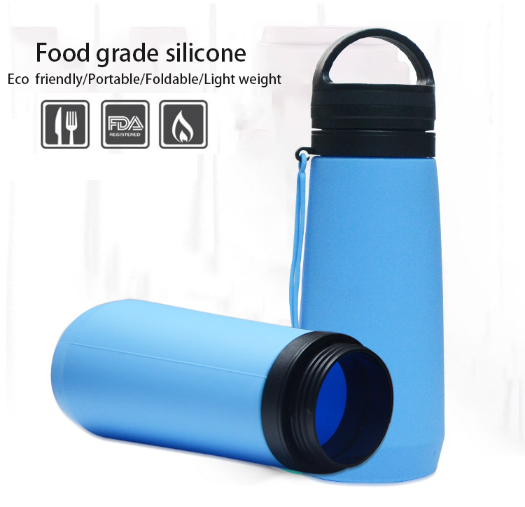 750ml BPA Free Leak Proof Collapsible Silicone Water Bottle Foldable Silicone Water Bottle