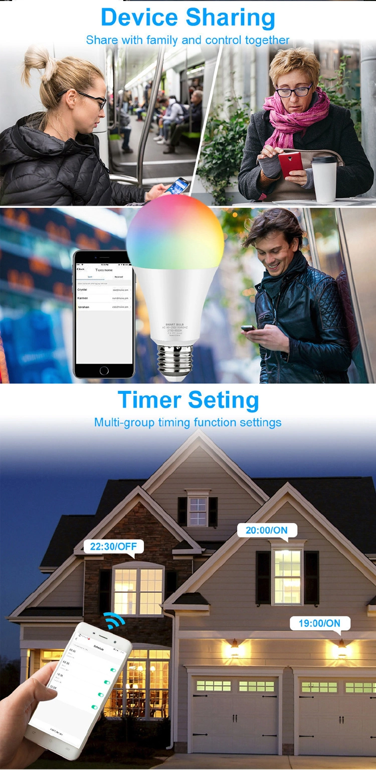 RGB 10W LED Bulb Smart WiFi Bulb for Smart Home