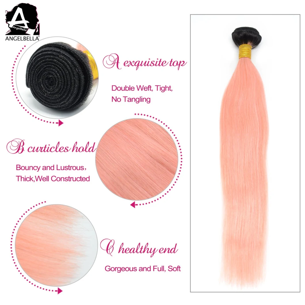 Angelbella Silky Special Colorful Hair 1b/Pink Beautiful Straight Human Hairs