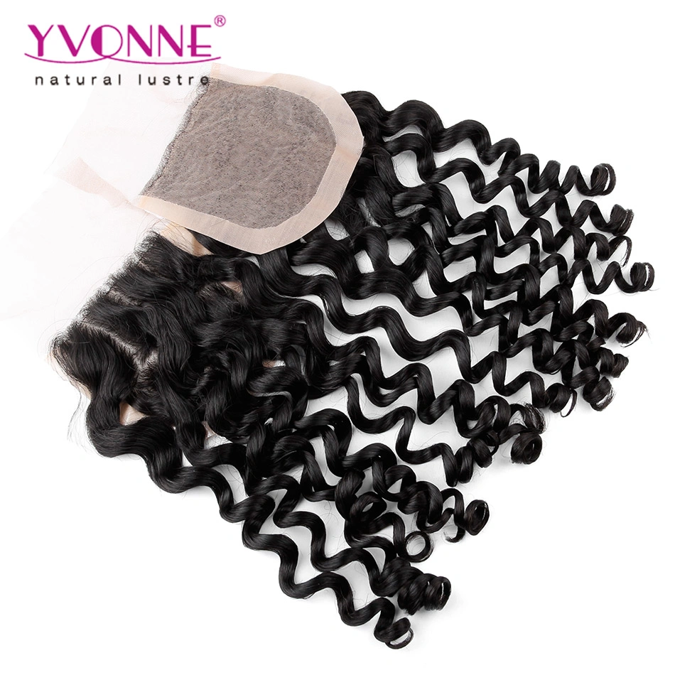 Brazilian Virgin Hair Curly Human Hair Silk Base Closure