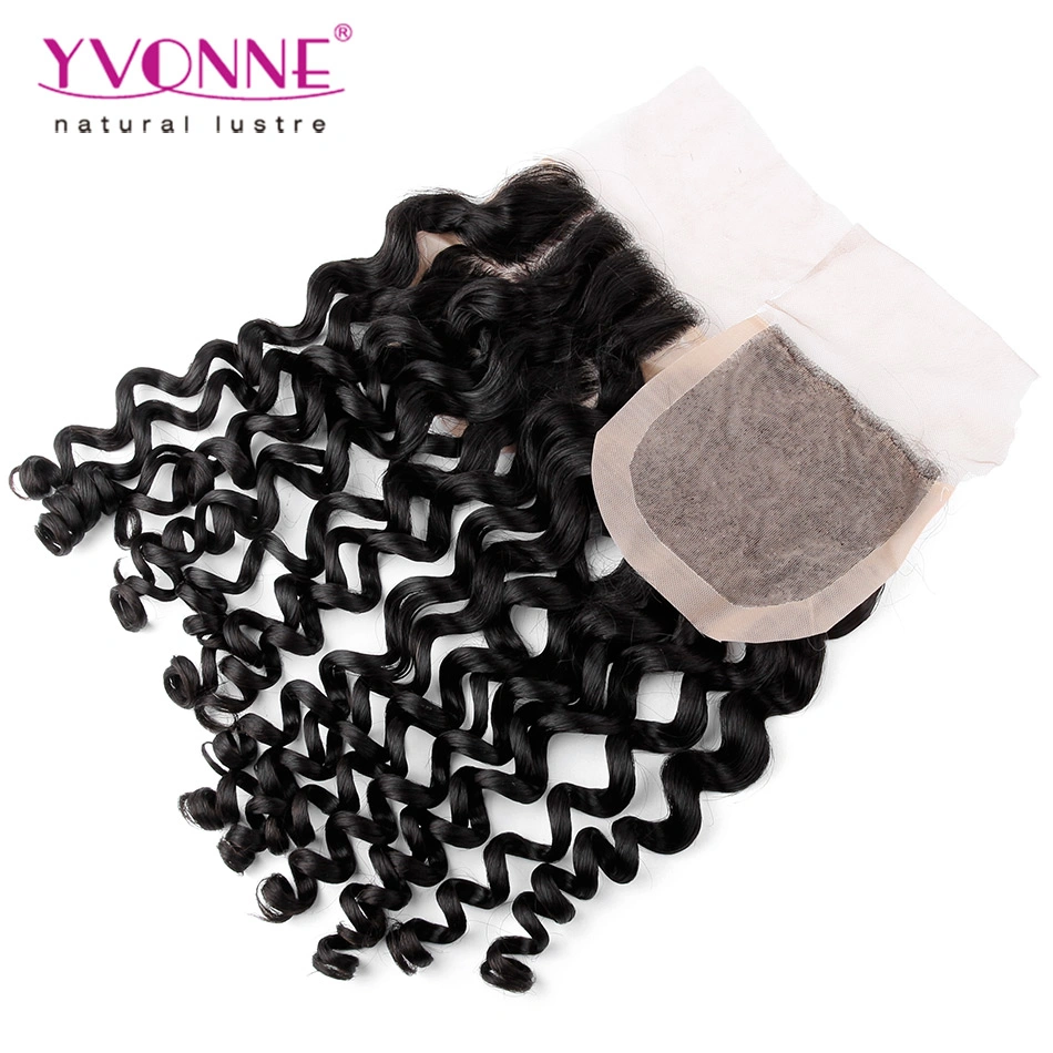 Brazilian Virgin Hair Curly Human Hair Silk Base Closure