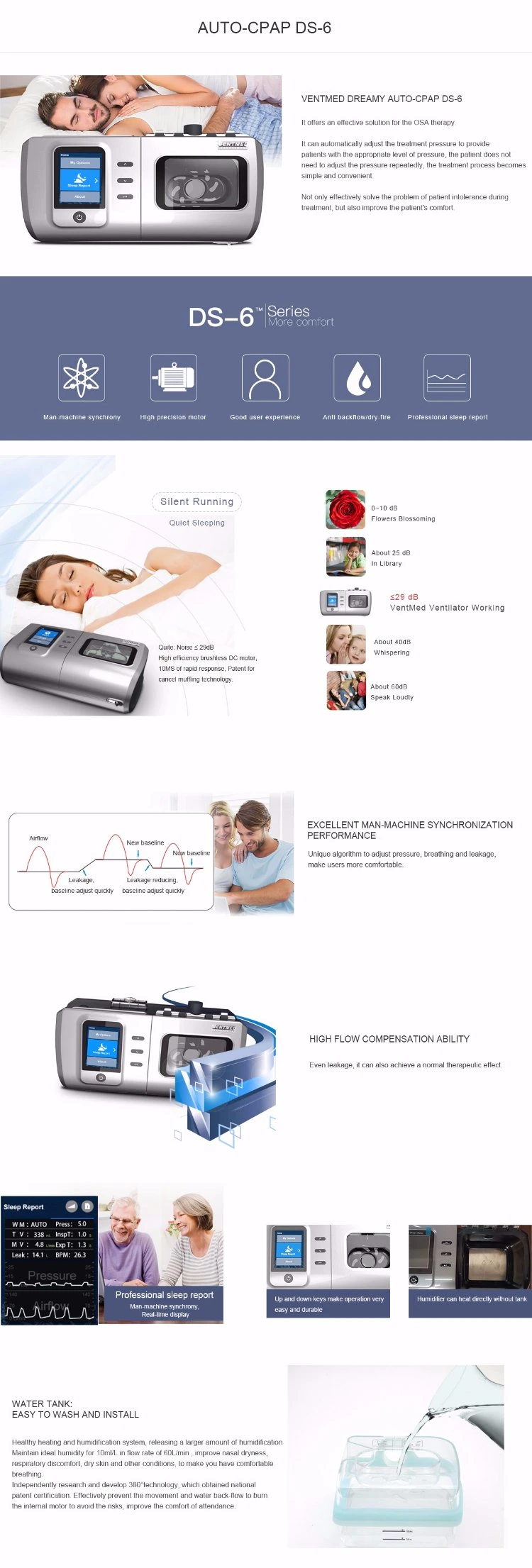 Auto CPAP Sleep Apnea Machine Ventilator for Sleep Apnea and Breathing Care