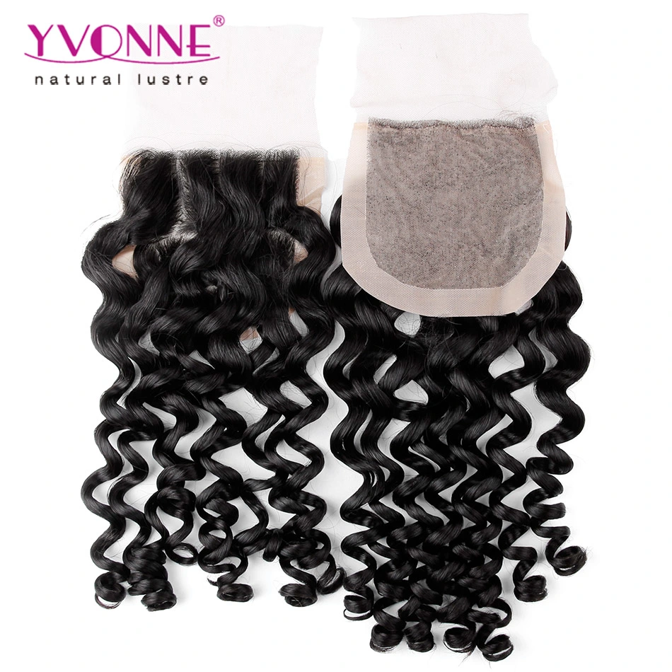 Brazilian Virgin Hair Curly Human Hair Silk Base Closure