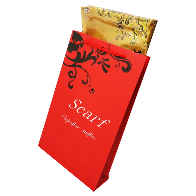 Glossy Custom Printed Logo Silk Scarf Paper Bag with Design