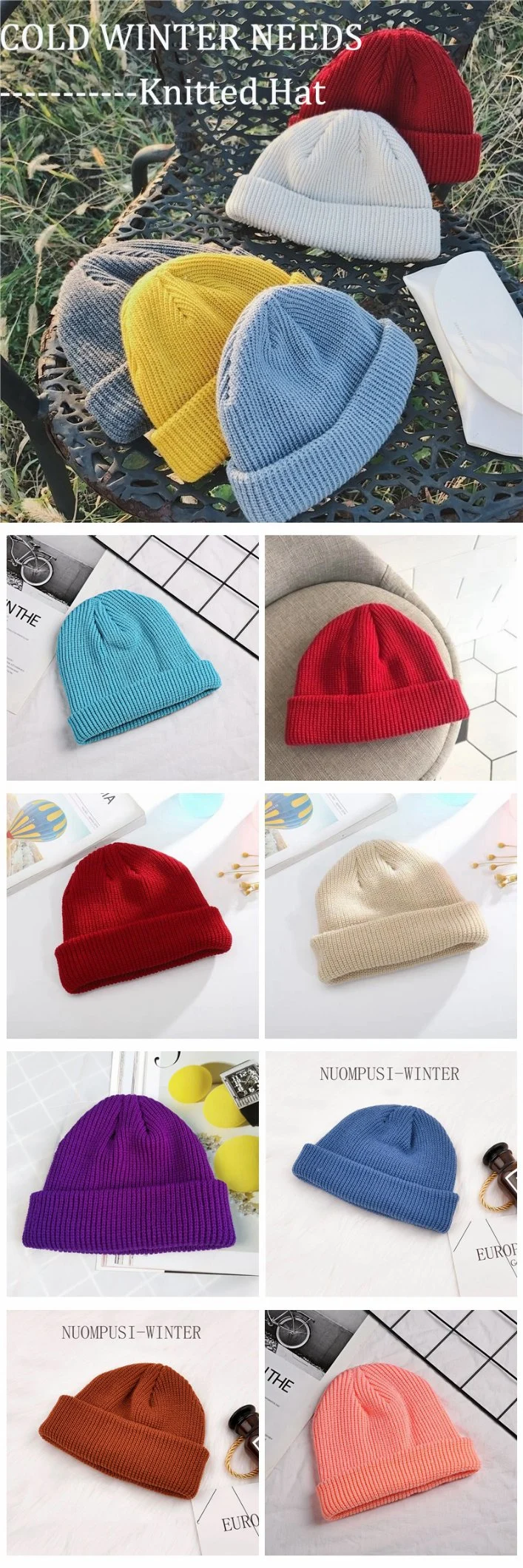 Unisex Custom Embroidery Jacquard Womans Winter Knitted Beanie Knitted Hat