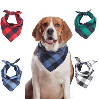 Custom Plaid Pet Bandana Dog Saliva Towel Collar Dog Neck Scarf