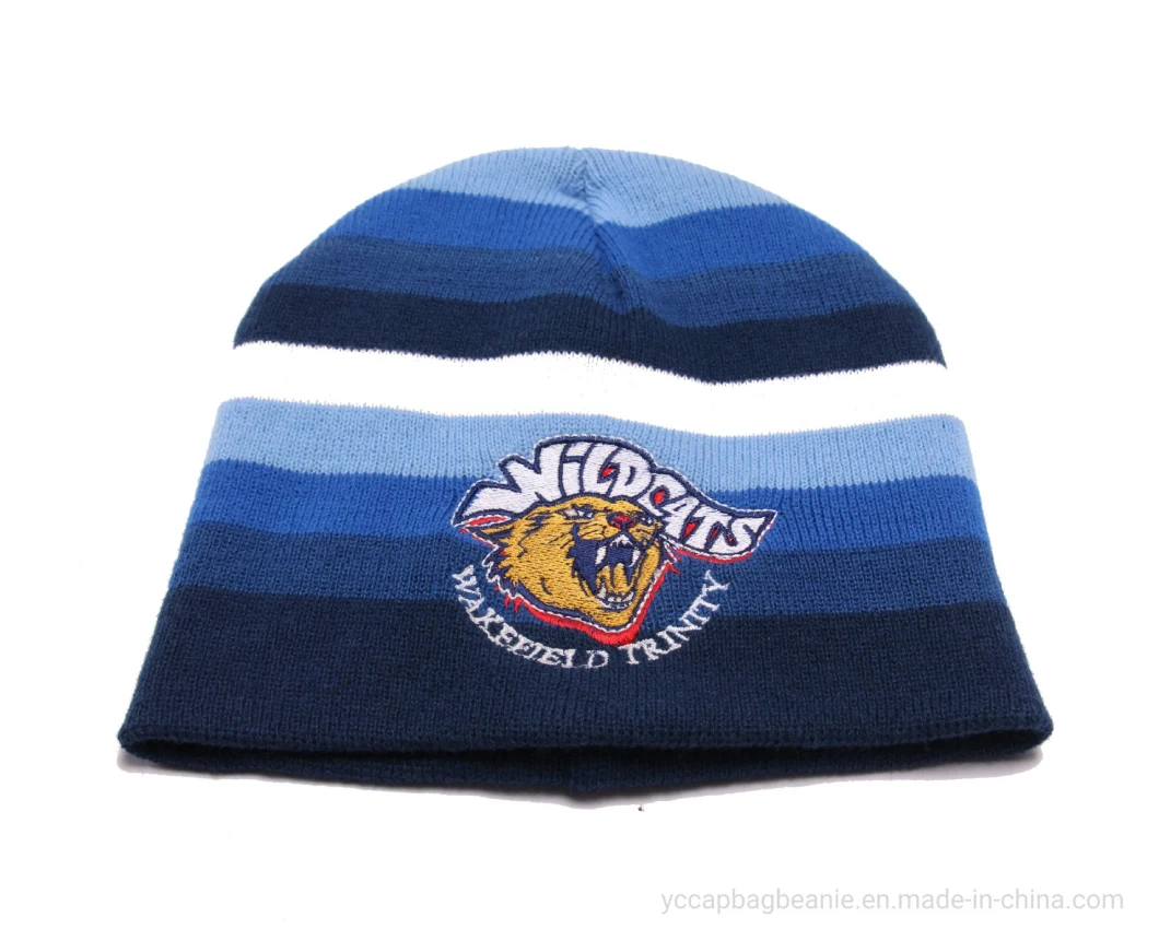 Custom Winter Acrylic Fooball Club Knitted Hat Beanie Scarf