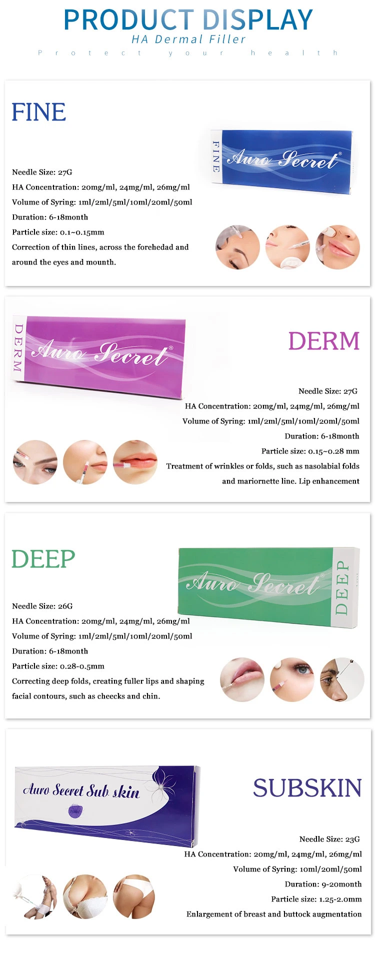 Natural Plump up Sexy Sodium Hyaluronate Dermal Filler Gel Synovial Joint Knee Injections