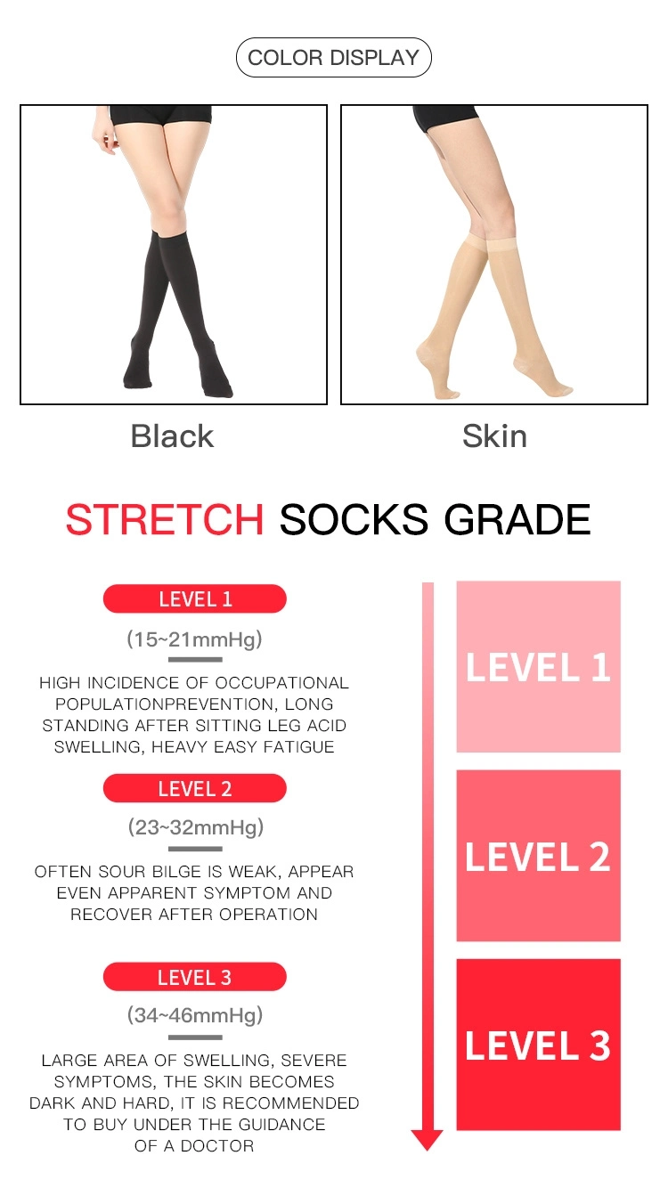 Anti-Varicose Veins Graduated 20-30mmhg Class II Knee High Close Toe Medical Compression Stockings