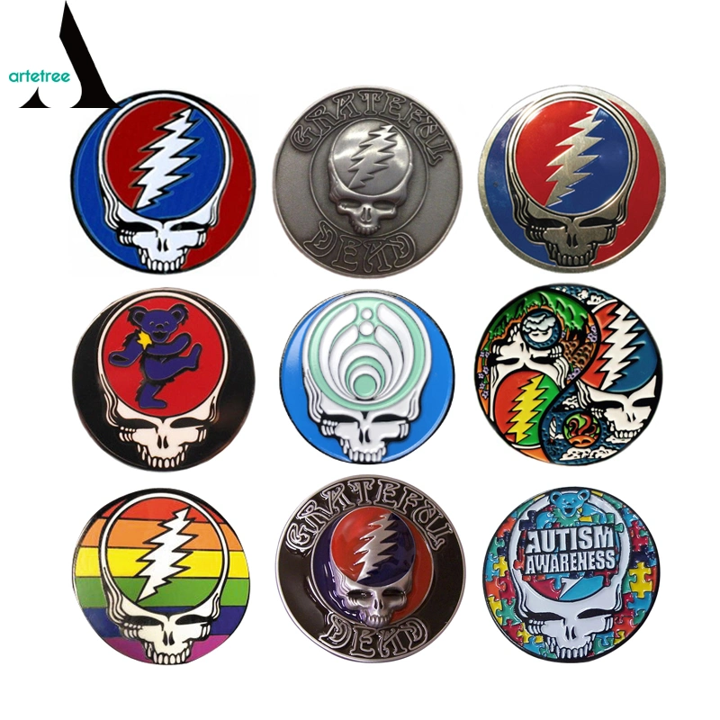 Skull Head Grateful Dead Metal Hat Badge Pin