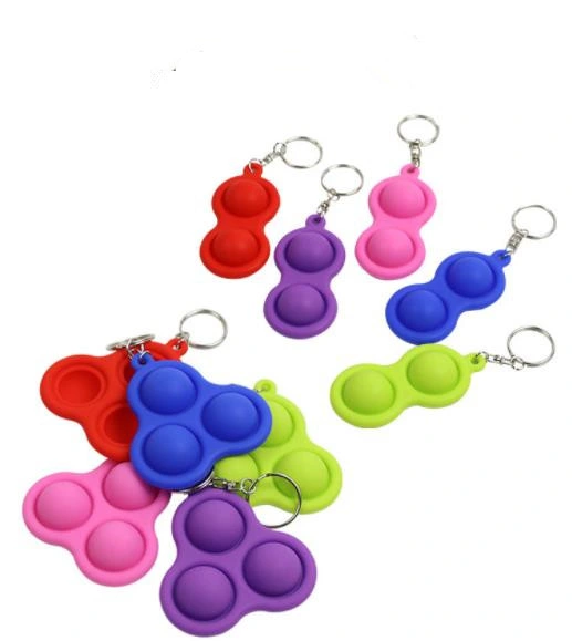 Children Autism Handheld Mini Silicone Simple Dimple Fidget Buttons Keychain Toy Fidget Toys for Kids Adults Adhd Add Anxiety Autism