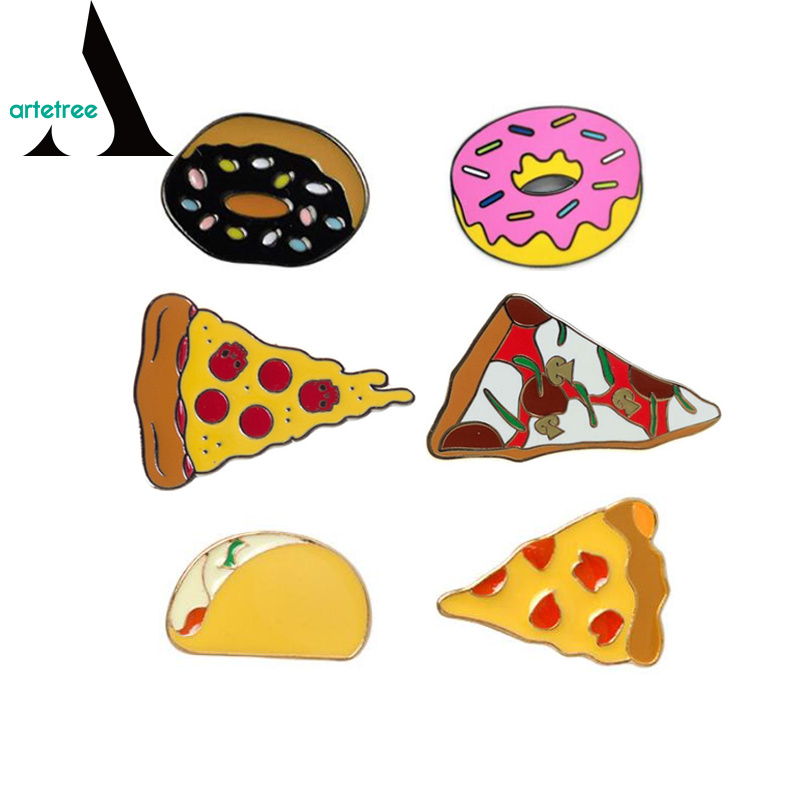 Soft Enamel Metal Pizza Skull Pin