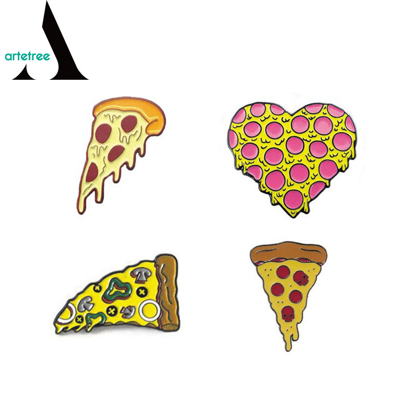 Soft Enamel Metal Pizza Skull Pin