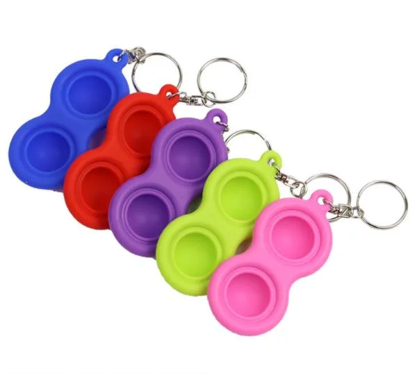 Children Autism Handheld Mini Silicone Simple Dimple Fidget Buttons Keychain Toy Fidget Toys for Kids Adults Adhd Add Anxiety Autism