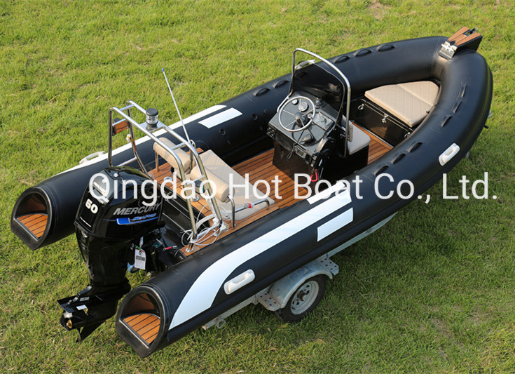 Rib480b Light Black Color 4.8meters/ 15 Feet Rib Boat/ Sport Fishing Boat Fiberglass Rib Boat