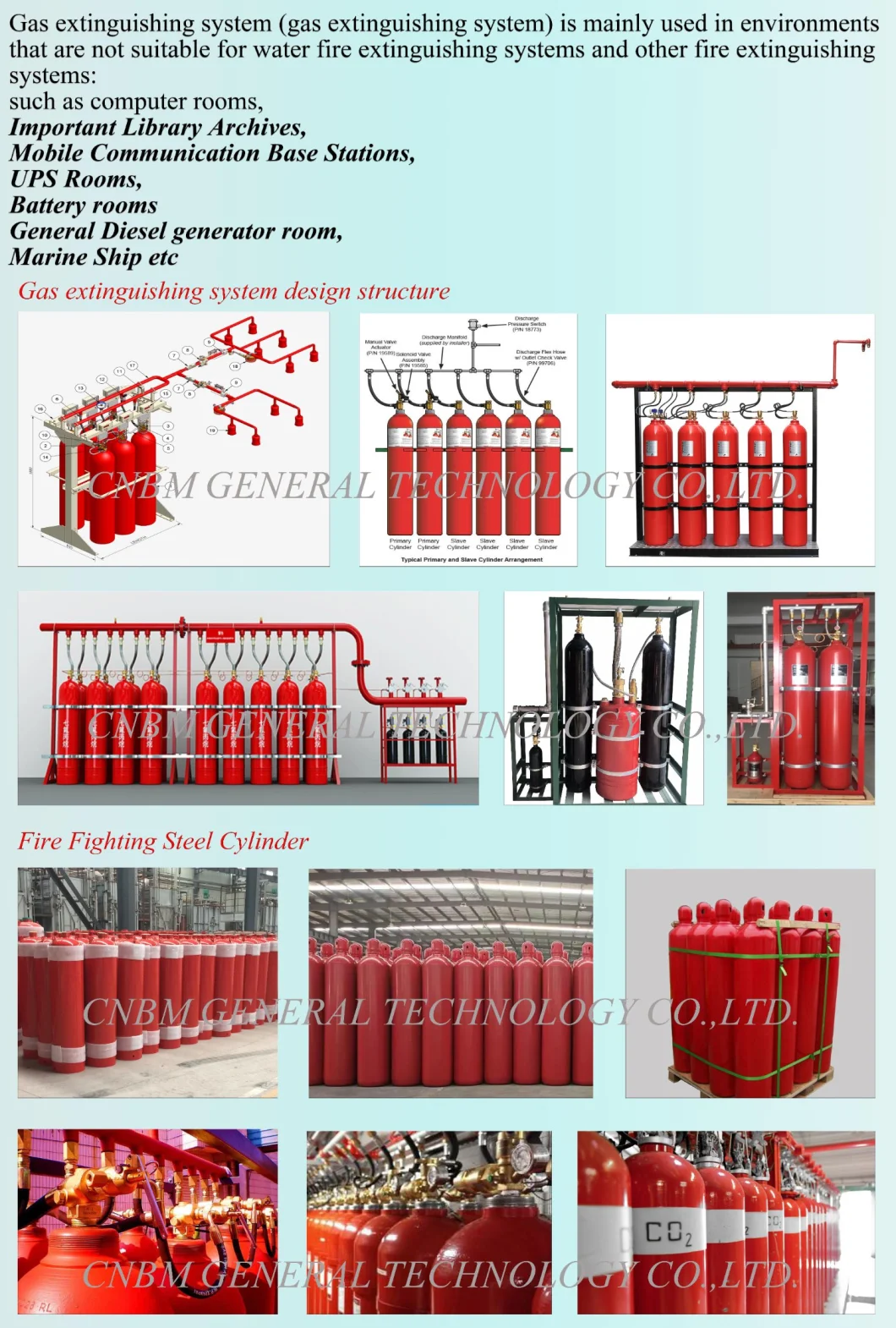 High Pressure Firefighting Gas Cylinder Fire Extinguishers FM200 Gas Cylinder/CO2 Firefighting Seamless Steel Cylinder/CCS Approved ISO9809-1 Standard Cylinder