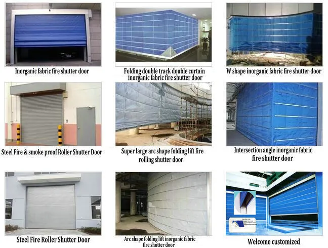 Special Shape Fire Rated Rolling Shutter Door Roller Shutter of Inorganic Cloth Materials