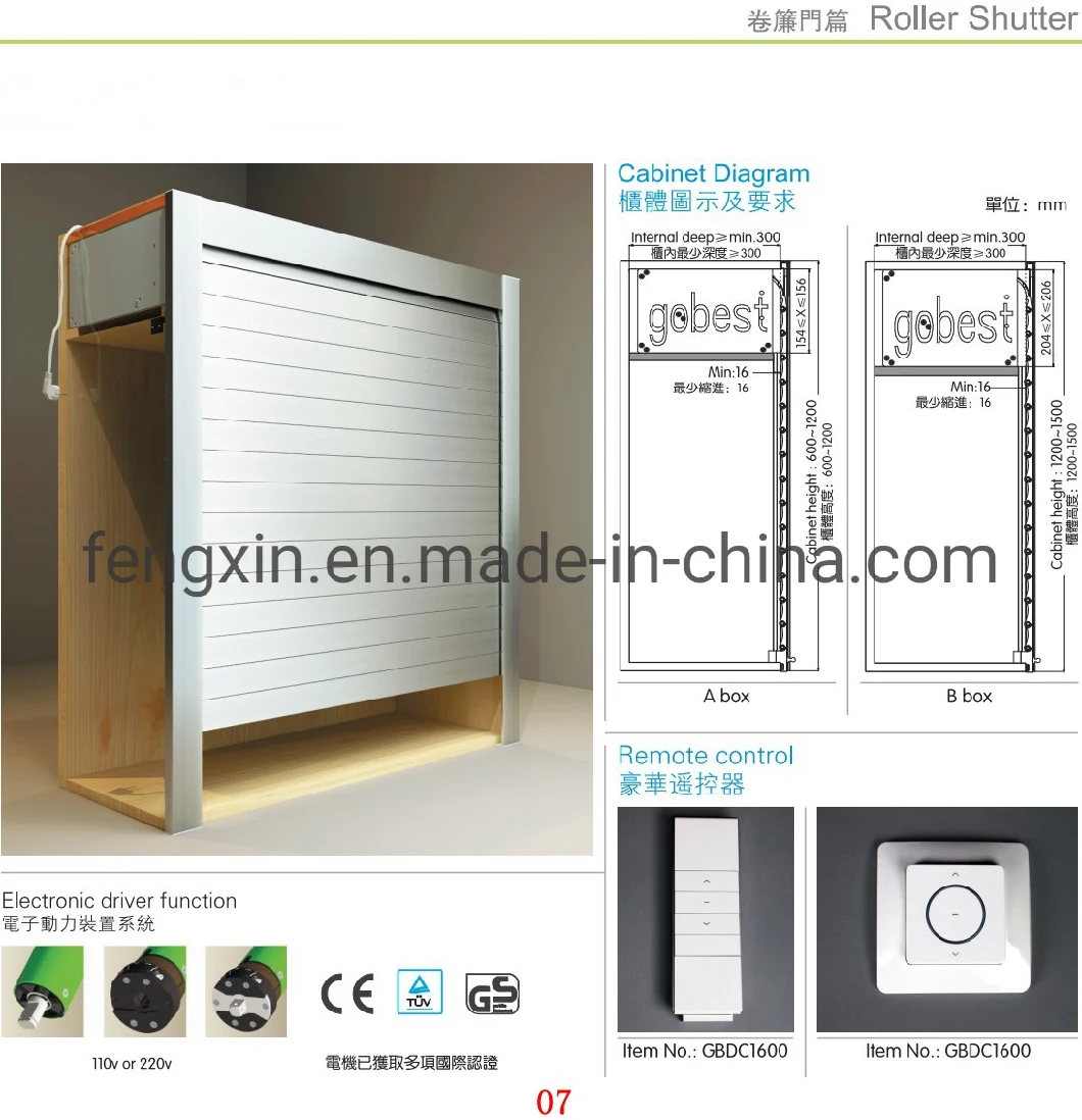 Aluminum Roller Shutter for Kitchen Cabinet Roller Shutter Door Remote Control