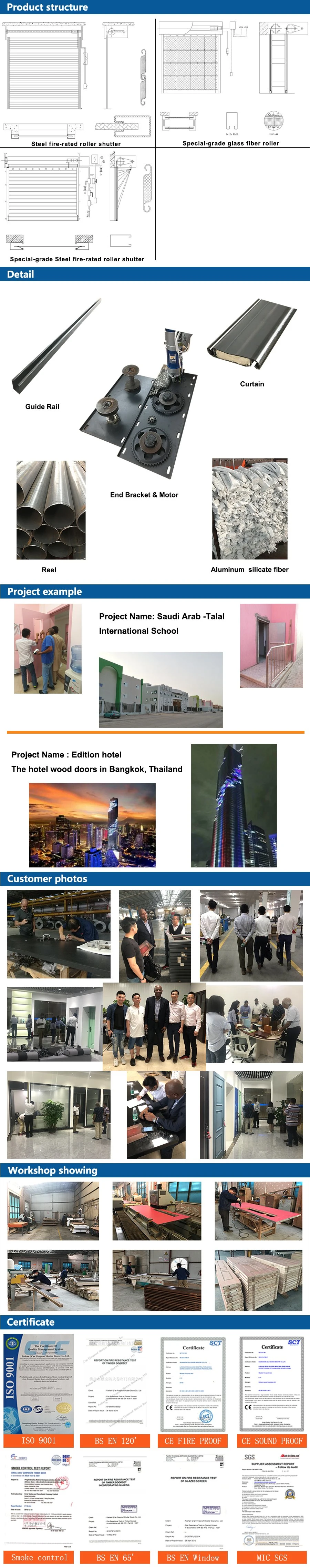 Electric Roller Shutter Fire Rated Curtain Fireproof Rolling Shutter