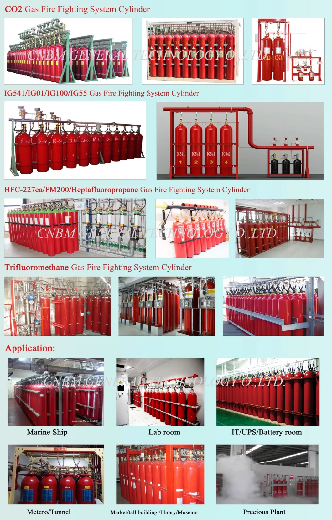 High Pressure Firefighting Gas Cylinder Fire Extinguishers FM200 Gas Cylinder/CO2 Firefighting Seamless Steel Cylinder/CCS Approved ISO9809-1 Standard Cylinder