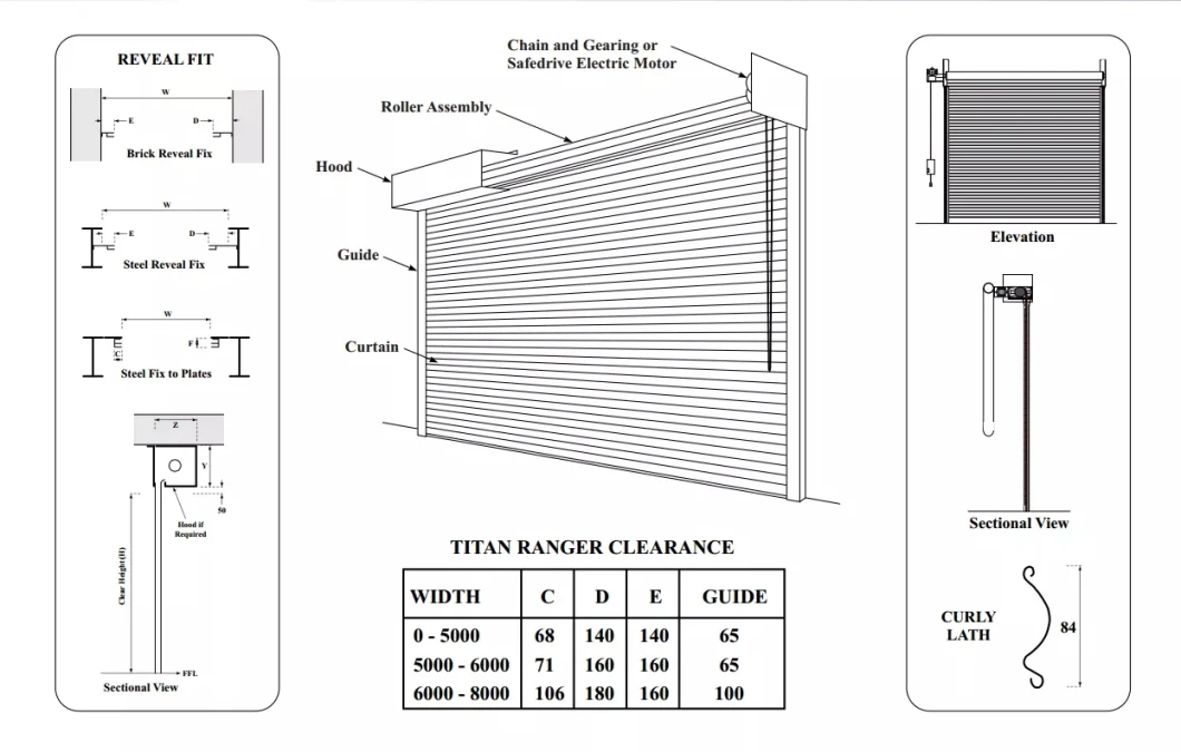 Special Shape Fire Rated Rolling Shutter Door Roller Shutter of Inorganic Cloth Materials