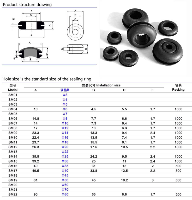 Press Molding Weather Resistant Water Proof Industry Rubber Grommet