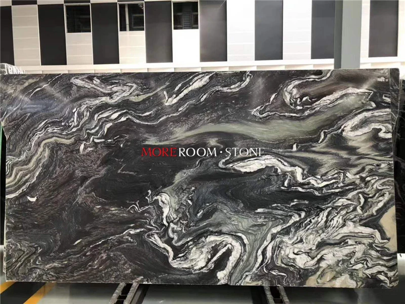 Big Slab Cut to Size Star Hotel Luxury Villa Natural Stone Black Marble Wall Tile