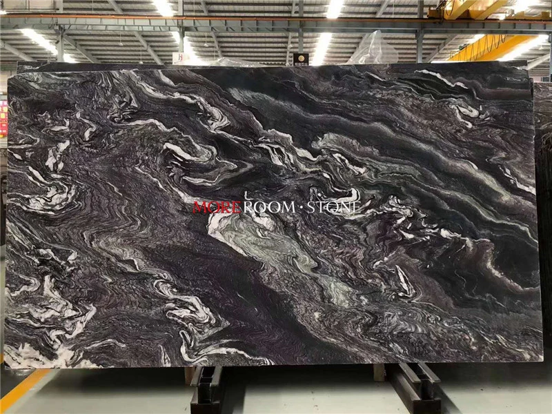 Big Slab Cut to Size Star Hotel Luxury Villa Natural Stone Black Marble Wall Tile