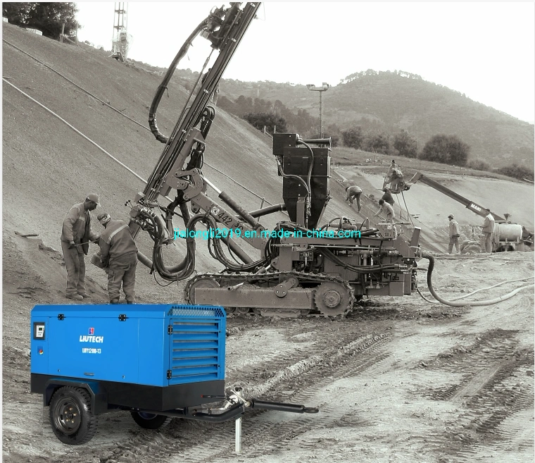 7 Bar Portable Movable Mobile Screw Air Compressor for Drilling Rig