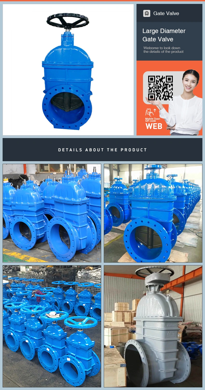 F4 Pn10 Pn16 Hand Wheel Resilient Seated Cast Iron Flanged Gate Valve