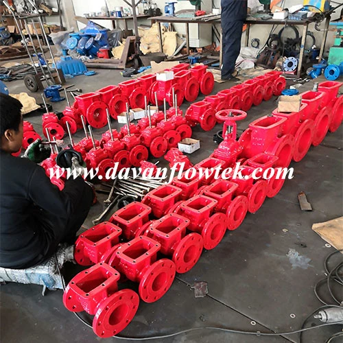 Red Handwheel Operated Pn16 Cast Ductile Iron DIN Ruber Wedge Rising Stem Gate Valve