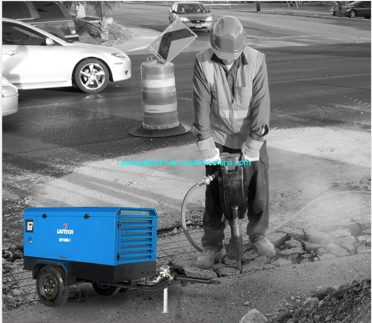 7 Bar Portable Movable Mobile Screw Air Compressor for Drilling Rig