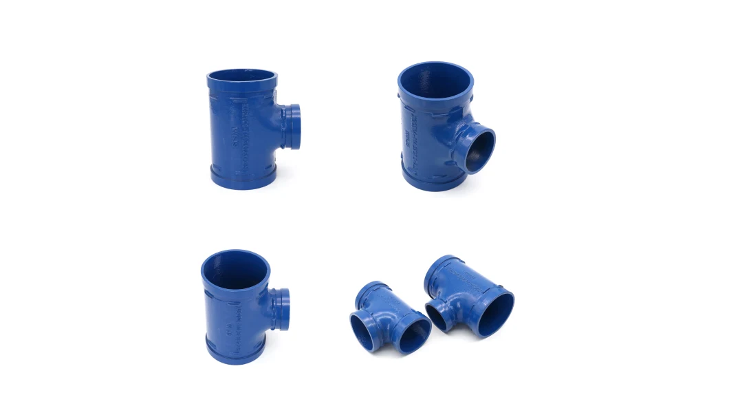 FM/UL Certificated Ductile Iron Pipe Fittings Grooved Long Radius Reducing Tee for Fire Sprinkler System