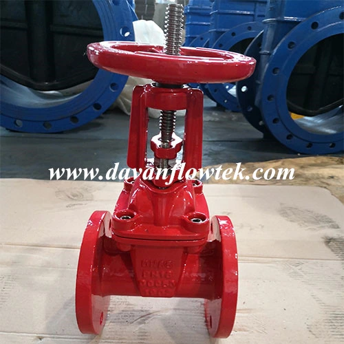 Red Handwheel Operated Pn16 Cast Ductile Iron DIN Ruber Wedge Rising Stem Gate Valve