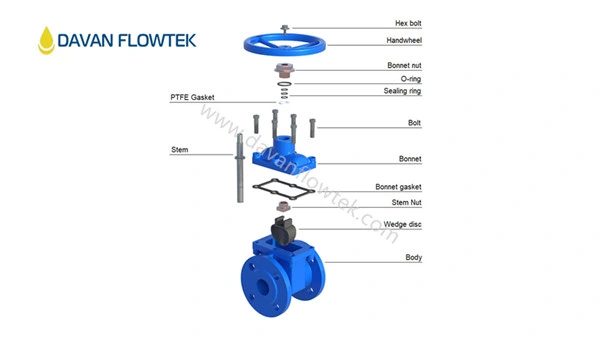 Red Handwheel Operated Pn16 Cast Ductile Iron DIN Ruber Wedge Rising Stem Gate Valve