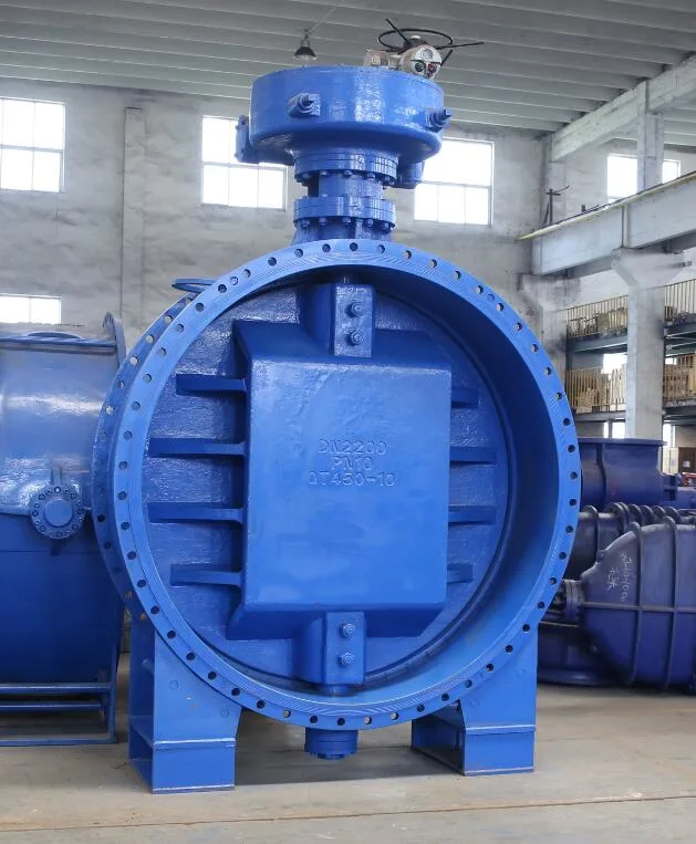 Double eccentricity ductile iron hand wheel double flanged butterfly valve DN80-3600 Yuanda Valve