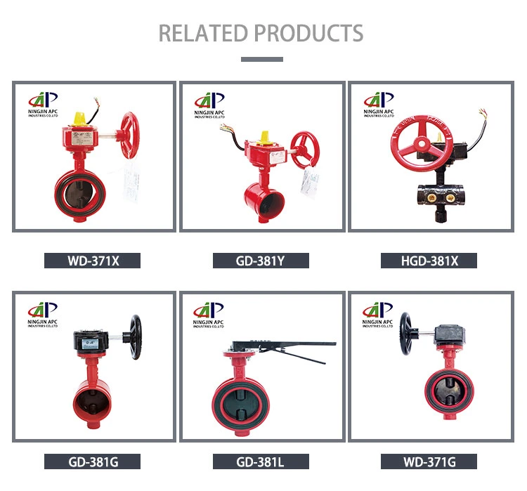 FM UL Fire Sprinkler System 300 Psi Wafer Butterfly Valve with Signal Gearbox 4'' DN100