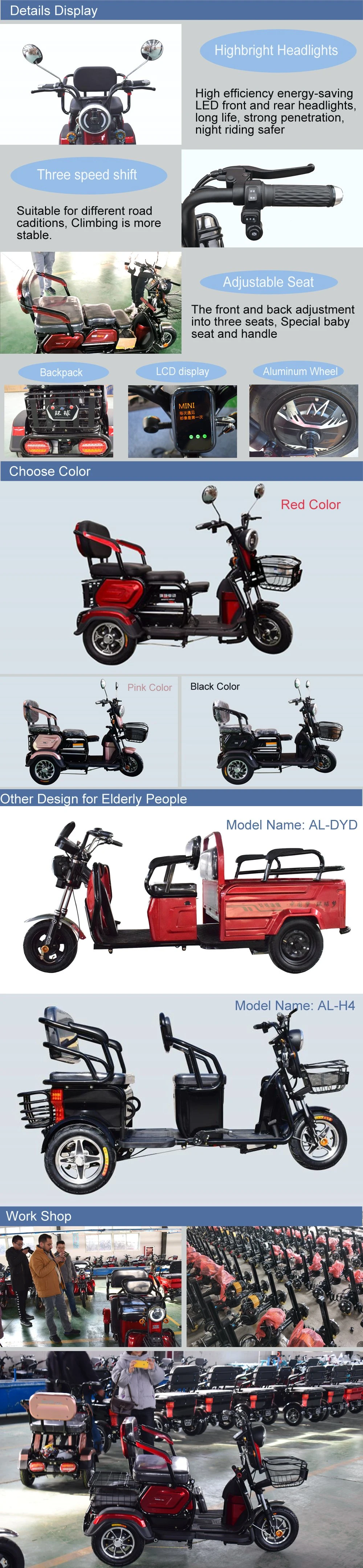 Factory Certificate Electric Tricycle Adult Big Wheel Tricycle Tlectric Tricycle