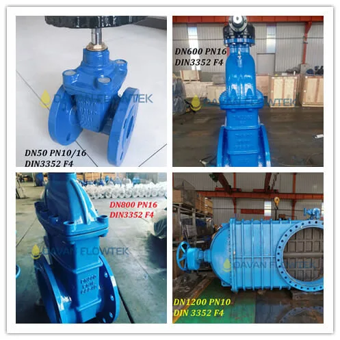 Red Handwheel Operated Pn16 Cast Ductile Iron DIN Ruber Wedge Rising Stem Gate Valve