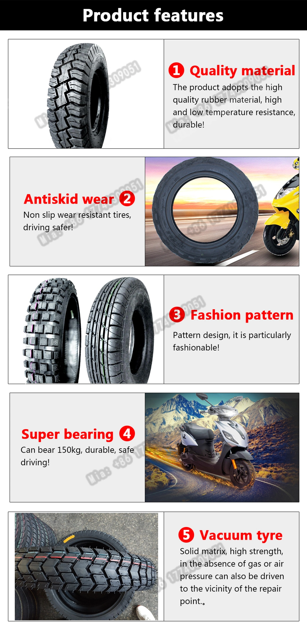 African Market Hot Size Bajaj Boxer 3.00-17 2.75 - 17 Motorcycle Tyre