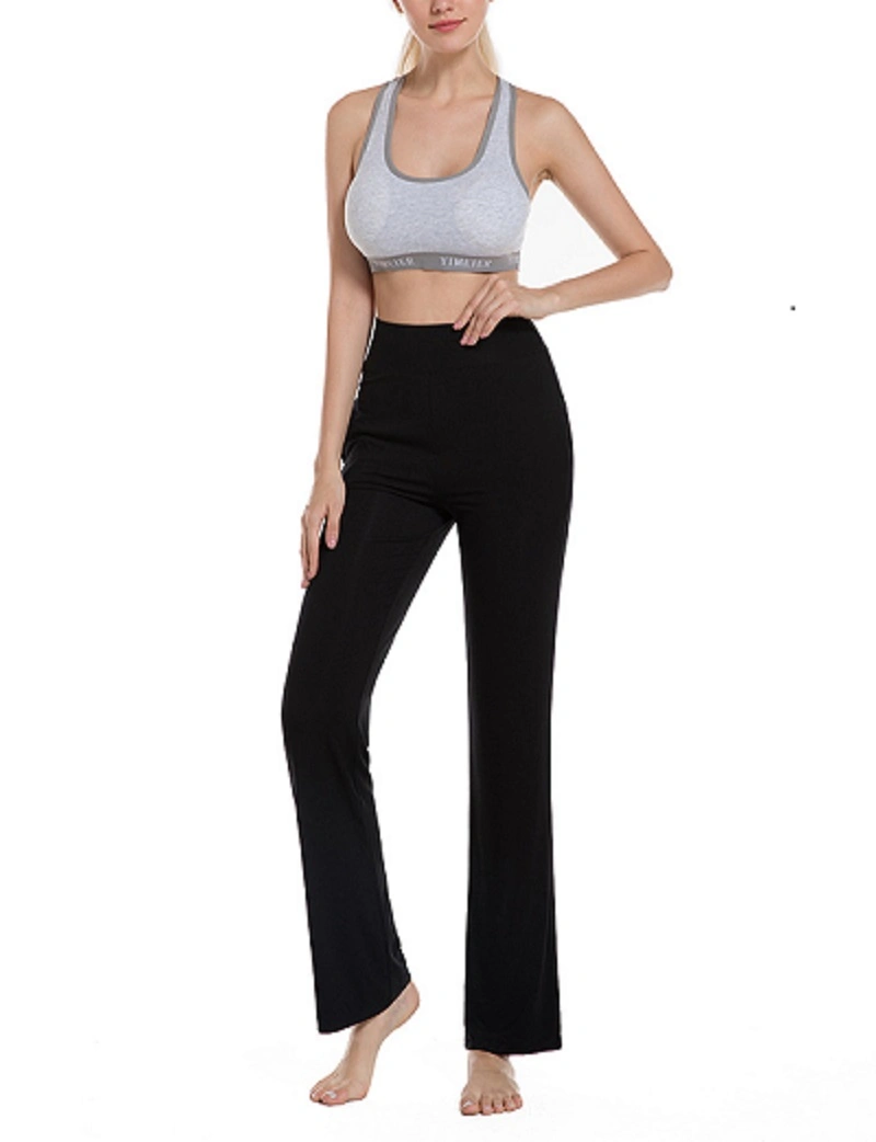 Yoga Pants Bootleg Pants Wide Leg Pants Stretch Pants with Side Pockets Sports Wear Esg16335