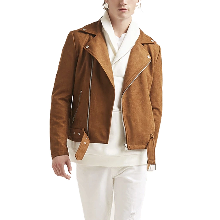 Suede Jacket with Short Lapel Suede Jacket Zippers Leather Jacket Wholesale Custom Jacket