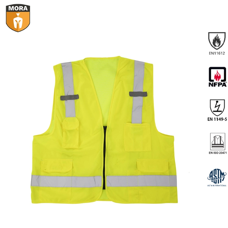 Fr Vest Flame Resistant Hi Vis Yellow Vest with Reflective Tape