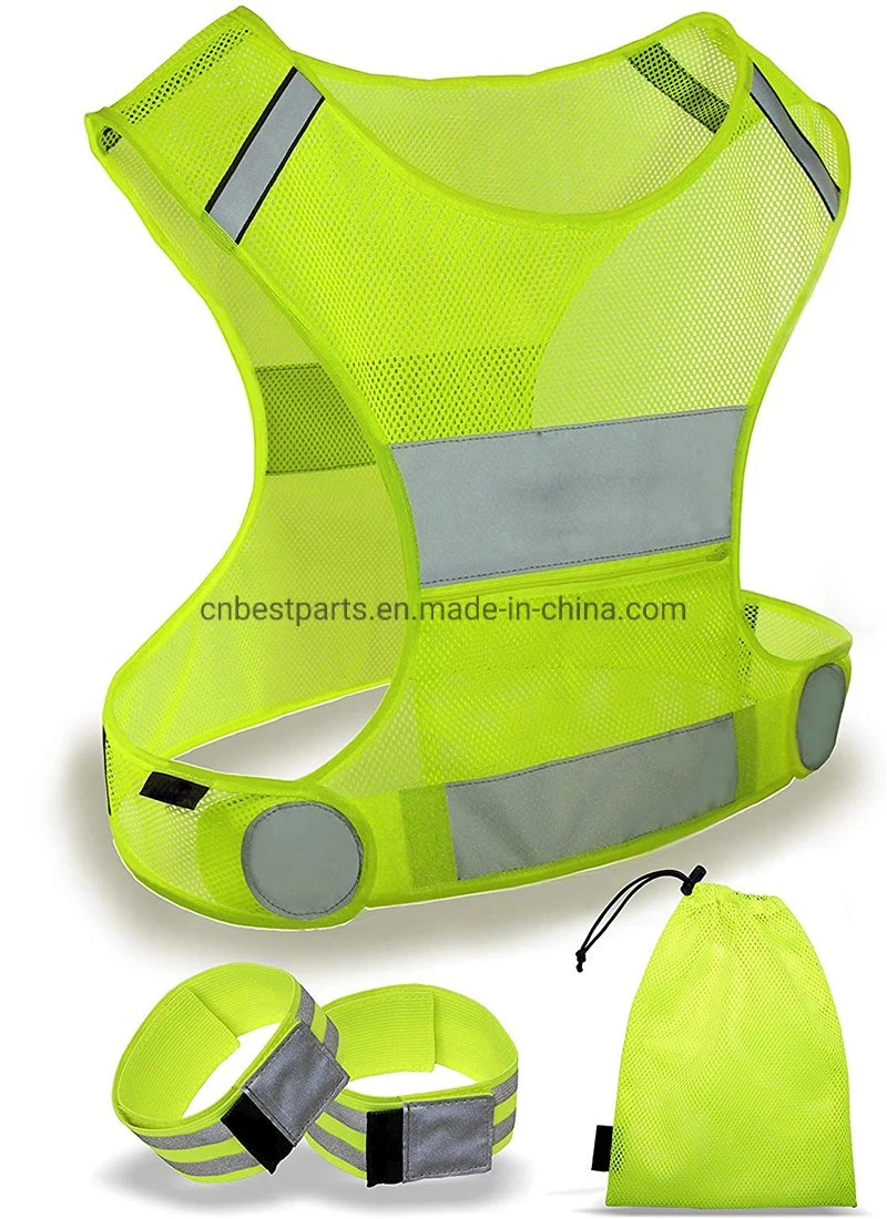 Illuminated LED Safety Vest Fire Police Lime Green High Vis Visibility Reflective Gear