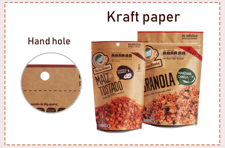 Kraft Paper Bag, Custom Print Accepted Bag, Plastic Laminated Bag, Bio Bag, Stand up Bag with Zipper Tea &Rice&Snacks&Food Kraft Bag
