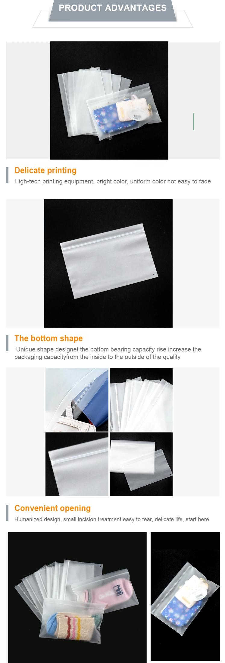 Wholesale Recycle Apparel Industrial Use and Suit Use Custom Printed LDPE Plastic Ziplock Bags