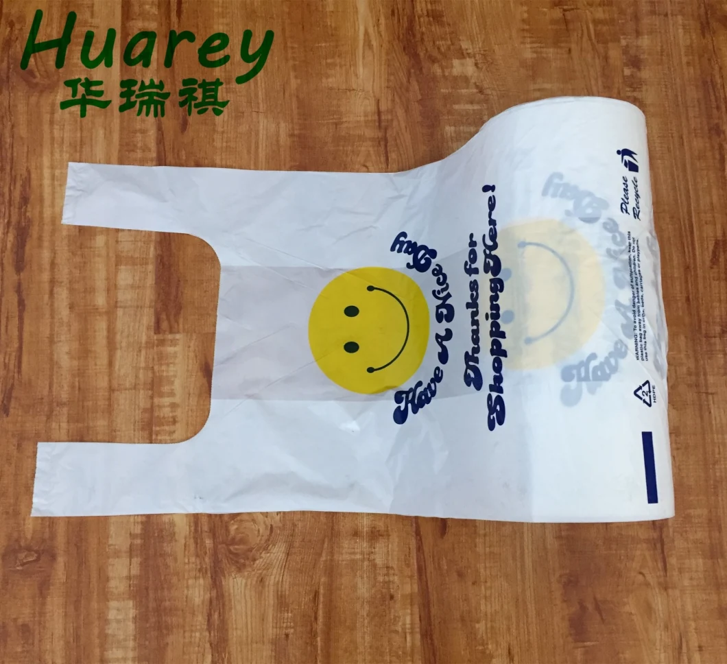 HDPE Plastic Type and Vest Handle Sealing & Handle Plastic Vest Carriers Bottle Bag