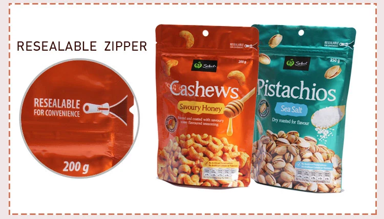 Matt Food Packaging Child Proof Zipper Plastic Stand up Pouch Water &Air & Smelly Proof Kraft Plastic Film Laminated Food&Tea&Coffee&Candy Bag