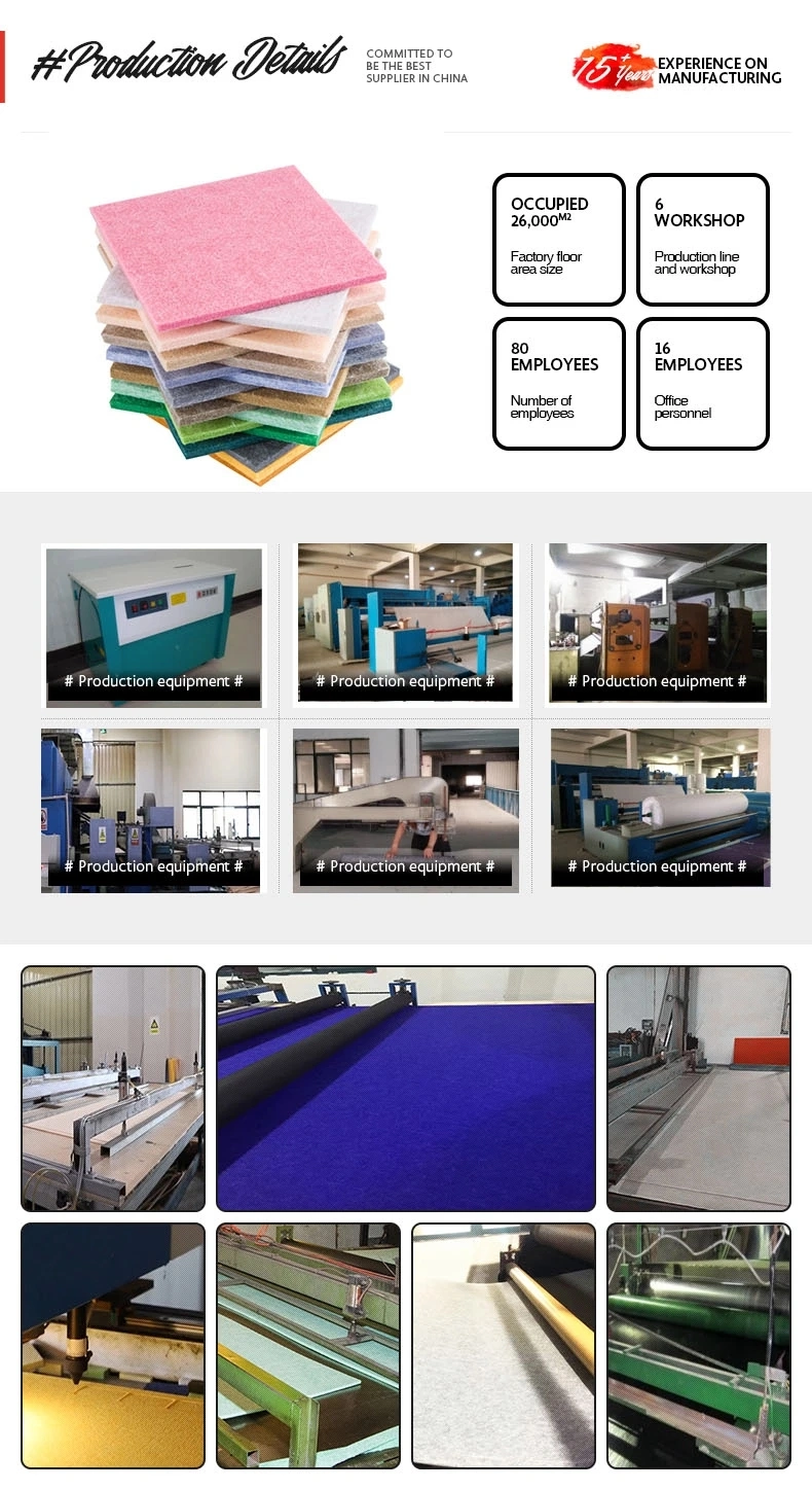 Fireproof 24mm Acoustic Panels Wall Sound Absorption Polyester Materials Panel