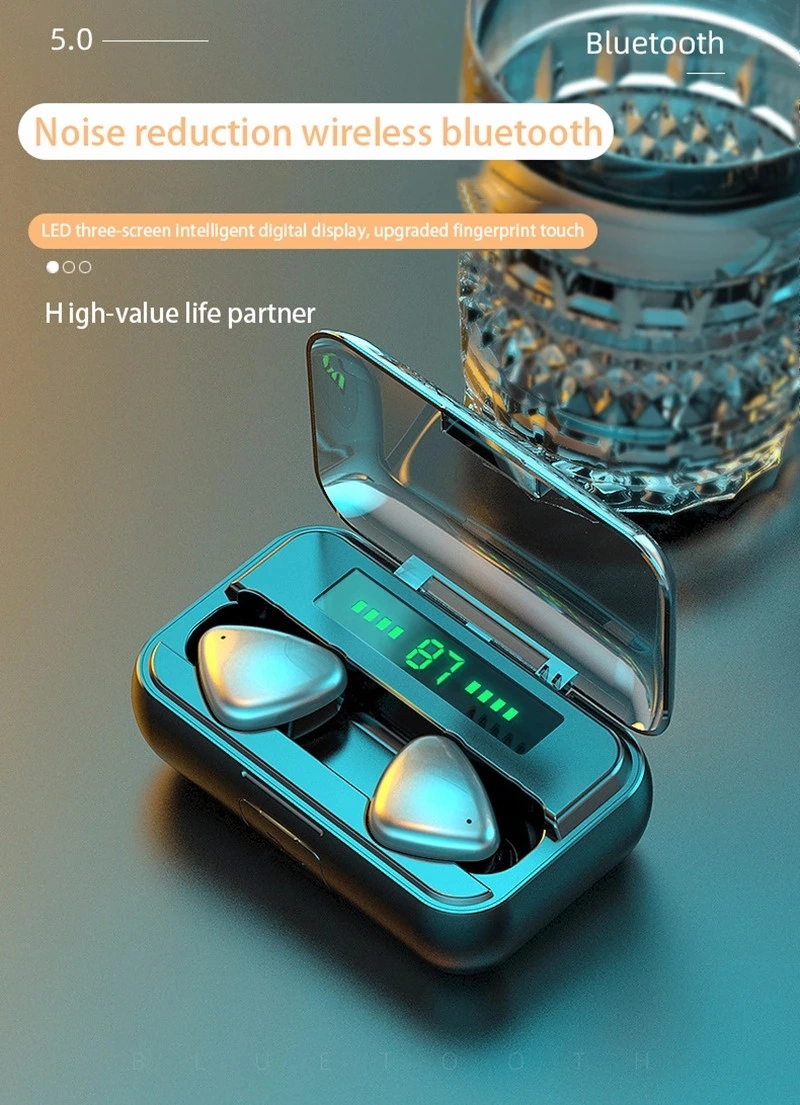 1800mAh LED Bluetooth Wireless Earbuds Tws Touch Control Sport Headset Noise Canceling Earphones